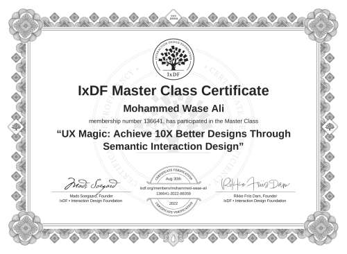 UX Magic: Achieve 10X Better Designs Through Semantic Interaction Design certificate