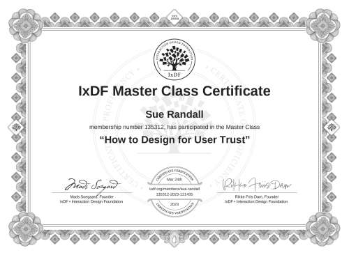 How to Design for User Trust certificate