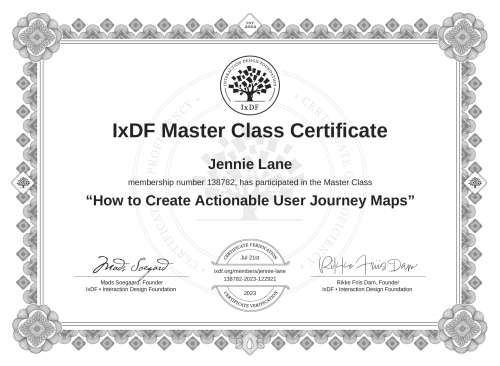 How to Create Actionable User Journey Maps certificate