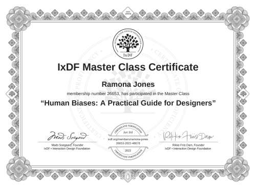Human Biases: A Practical Guide for Designers certificate
