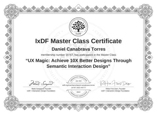 UX Magic: Achieve 10X Better Designs Through Semantic Interaction Design certificate
