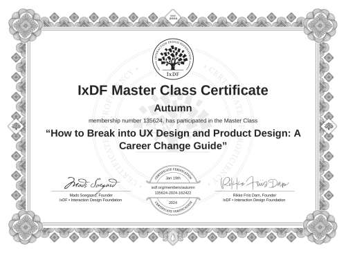 How to Break into UX Design and Product Design: A Career Change Guide certificate