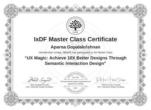 UX Magic: Achieve 10X Better Designs Through Semantic Interaction Design certificate