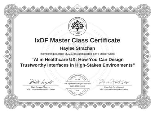 AI in Healthcare UX: How You Can Design Trustworthy Interfaces in High-Stakes Environments certificate