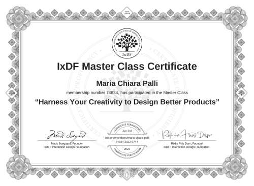 Harness Your Creativity to Design Better Products certificate
