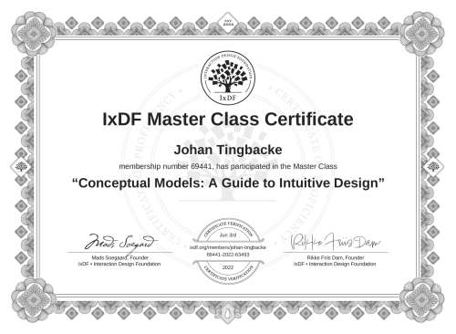 Conceptual Models: A Guide to Intuitive Design certificate
