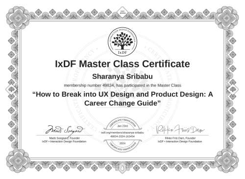 How to Break into UX Design and Product Design: A Career Change Guide certificate