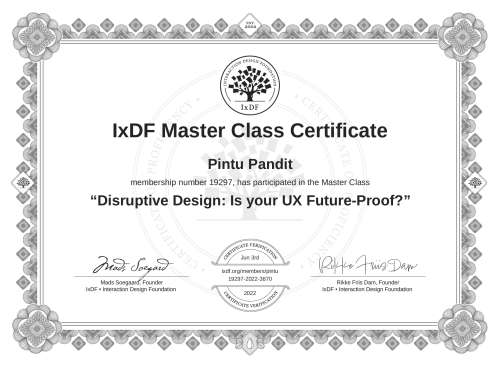 Disruptive Design: Is your UX Future-Proof? certificate