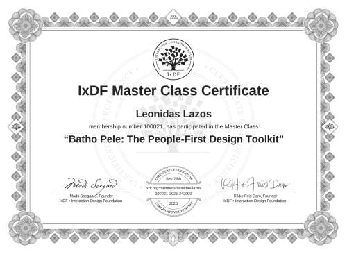 Batho Pele: The People-First Design Toolkit certificate
