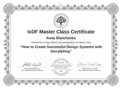 How to Create Successful Design Systems with Storytelling certificate