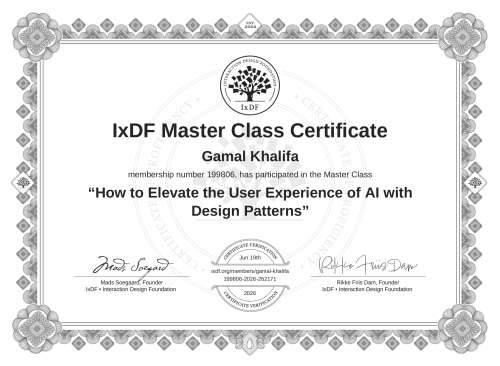 How to Elevate the User Experience of AI with Design Patterns certificate