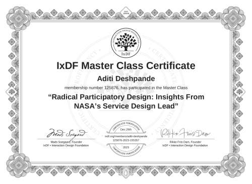 Radical Participatory Design: Insights From NASA’s Service Design Lead certificate