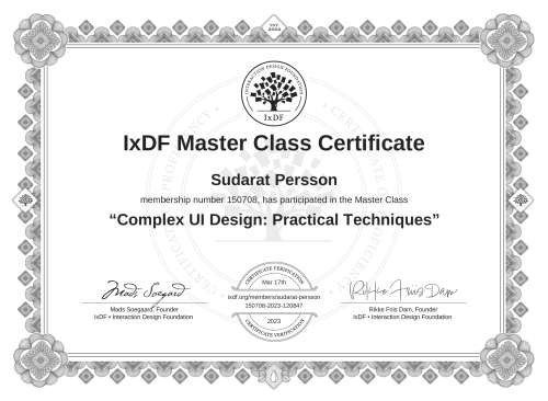 Complex UI Design: Practical Techniques certificate