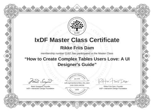 How to Create Complex Tables Users Love: A UI Designer's Guide certificate