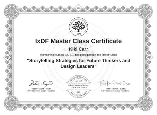 Storytelling Strategies for Future Thinkers and Design Leaders certificate