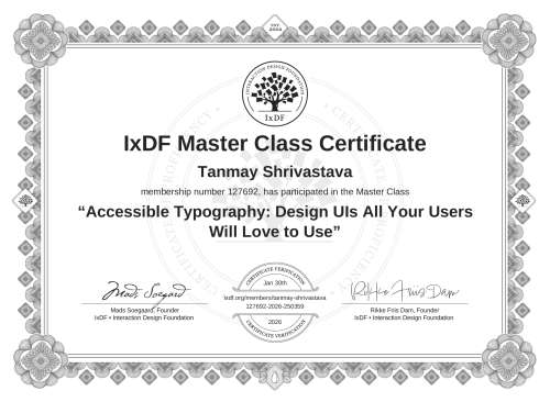 Accessible Typography: Design UIs All Your Users Will Love to Use certificate
