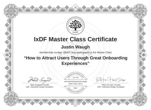 How to Attract Users Through Great Onboarding Experiences certificate