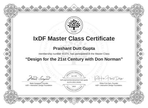 Design for the 21st Century with Don Norman certificate