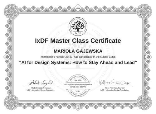 AI for Design Systems: How to Stay Ahead and Lead certificate