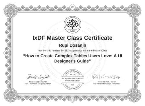 How to Create Complex Tables Users Love: A UI Designer's Guide certificate