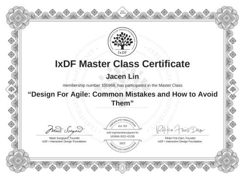 Design For Agile: Common Mistakes and How to Avoid Them certificate