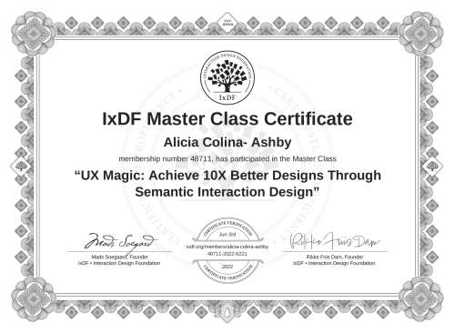 UX Magic: Achieve 10X Better Designs Through Semantic Interaction Design certificate