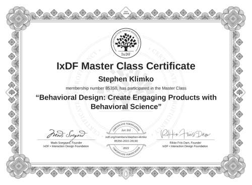 Behavioral Design: Create Engaging Products with Behavioral Science certificate