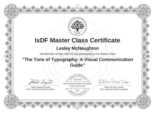 The Tone of Typography: A Visual Communication Guide certificate