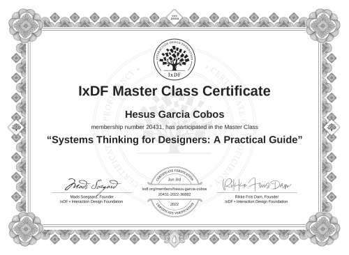Systems Thinking for Designers: A Practical Guide certificate