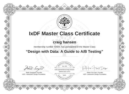 Design with Data: A Guide to A/B Testing certificate