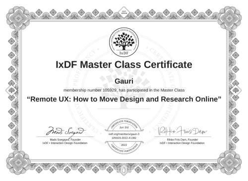 Remote UX: How to Move Design and Research Online certificate