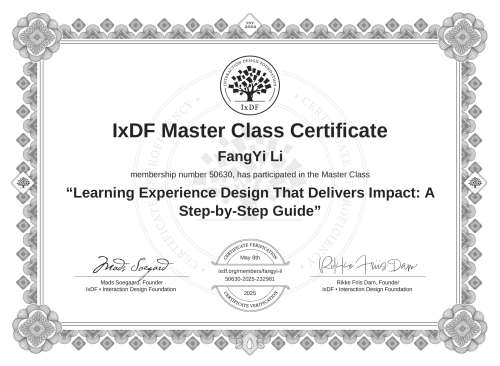 Learning Experience Design That Delivers Impact: A Step-by-Step Guide certificate