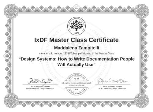 Design Systems: How to Write Documentation People Will Actually Use certificate
