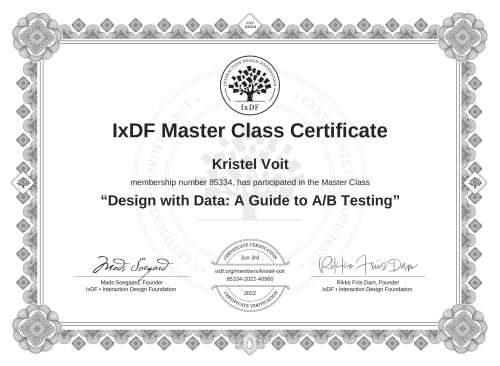 Design with Data: A Guide to A/B Testing certificate