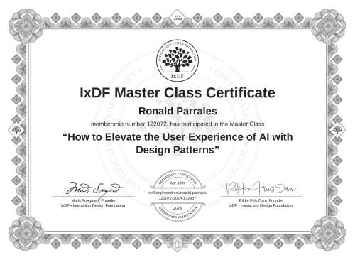 How to Elevate the User Experience of AI with Design Patterns certificate