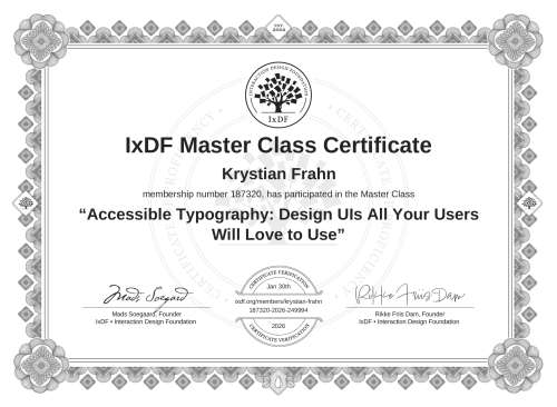 Accessible Typography: Design UIs All Your Users Will Love to Use certificate