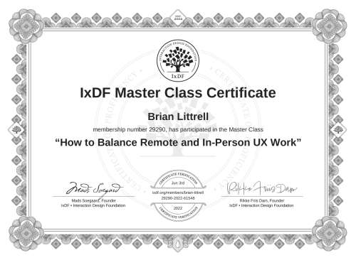 How to Balance Remote and In-Person UX Work certificate