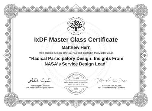 Radical Participatory Design: Insights From NASA’s Service Design Lead certificate