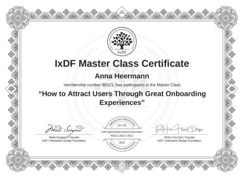 How to Attract Users Through Great Onboarding Experiences certificate