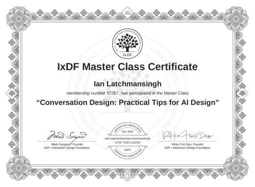 Conversation Design: Practical Tips for AI Design certificate