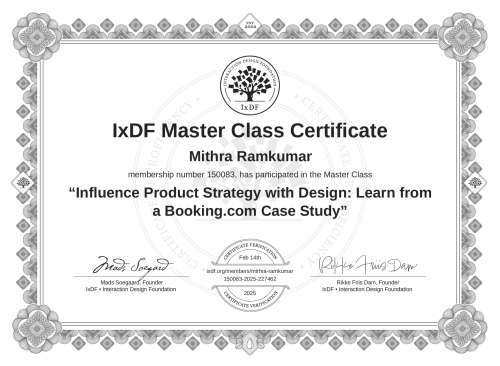 Influence Product Strategy with Design: Learn from a Booking.com Case Study certificate