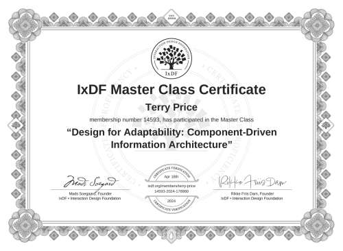 Design for Adaptability: Component-Driven Information Architecture certificate