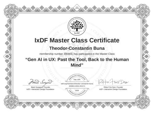 Gen AI in UX: Past the Tool, Back to the Human Mind certificate