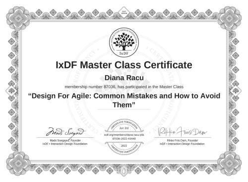 Design For Agile: Common Mistakes and How to Avoid Them certificate