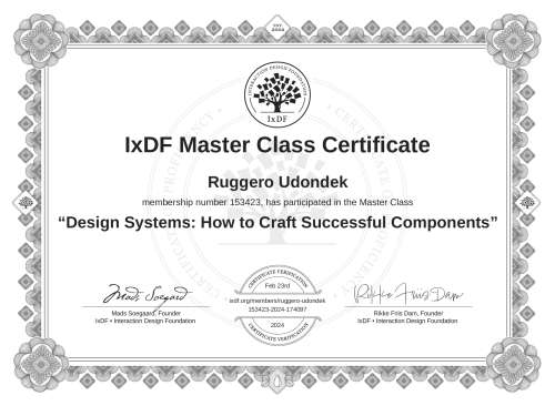 Design Systems: How to Craft Successful Components certificate