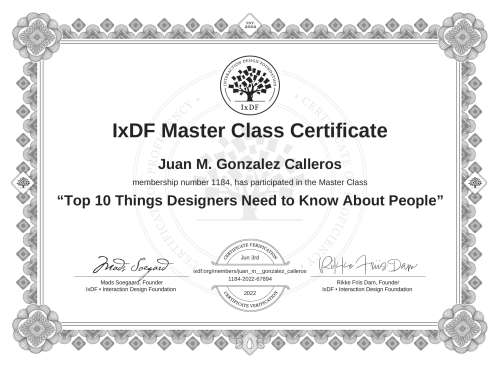 Top 10 Things Designers Need to Know About People certificate