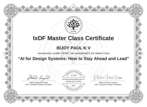 AI for Design Systems: How to Stay Ahead and Lead certificate