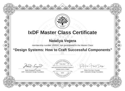 Design Systems: How to Craft Successful Components certificate