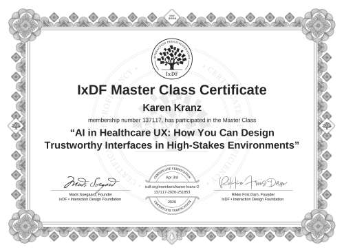 AI in Healthcare UX: How You Can Design Trustworthy Interfaces in High-Stakes Environments certificate