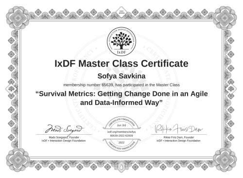 Survival Metrics: Getting Change Done in an Agile and Data-Informed Way certificate